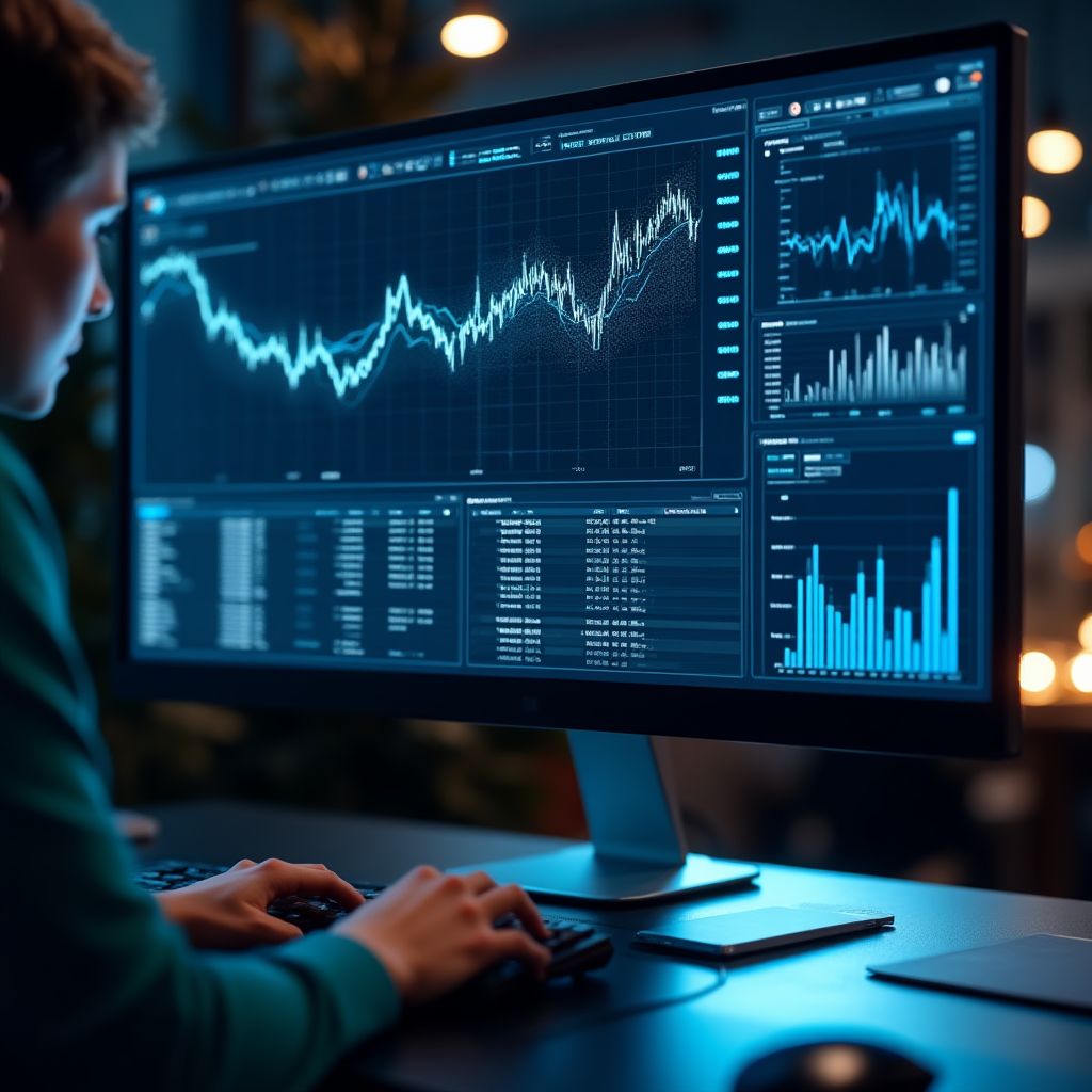 Panel de control con analíticas de trading basadas en IA